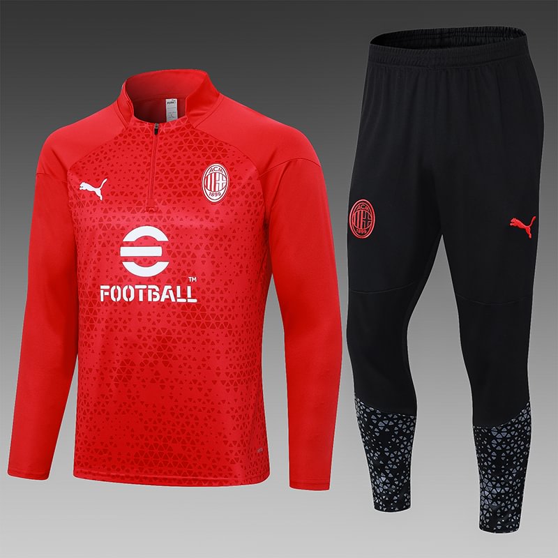 2023/2024 AC Milan Half-Pull Training Suit Red Football Shirt
