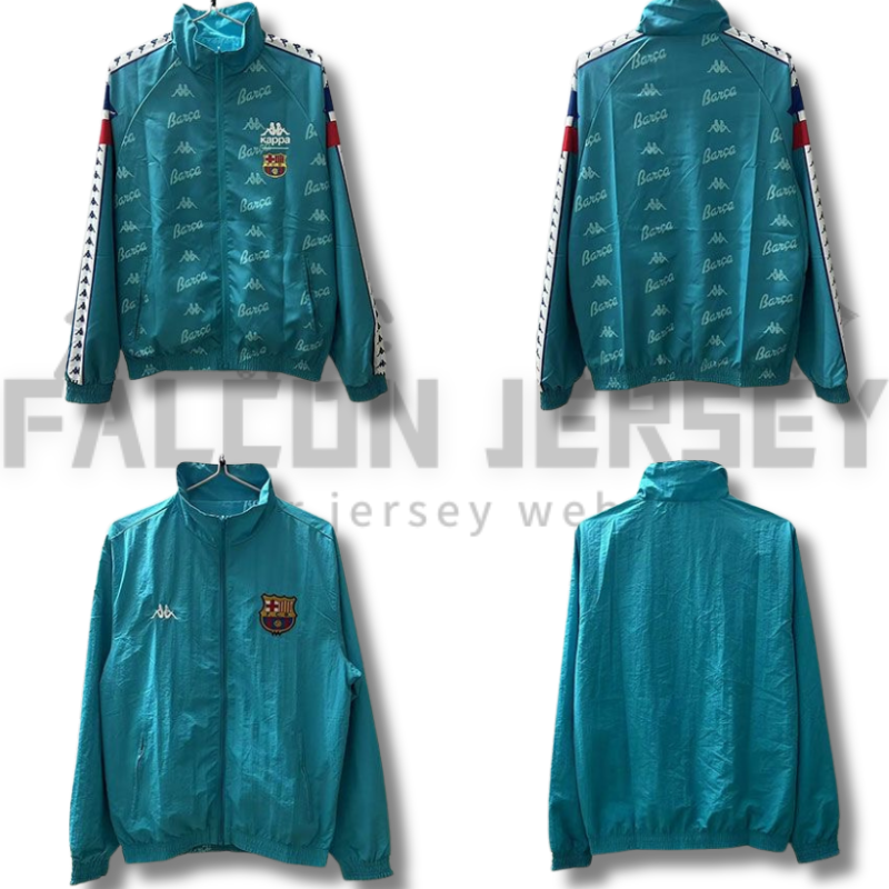 1992 Barcelona Blue Double-sided Windbreaker Football Jersey