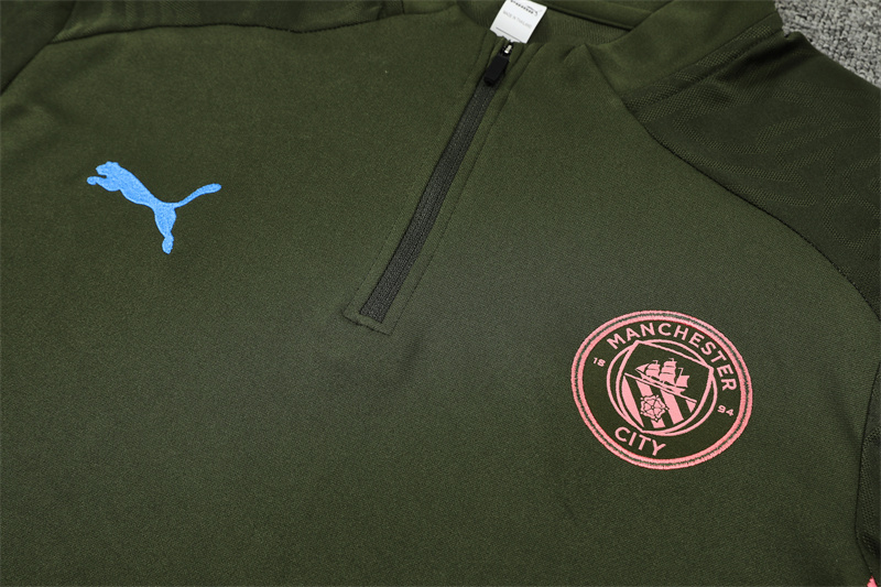 2024/2025 Manchester City Army Green Half-Pull Training Football Jersey