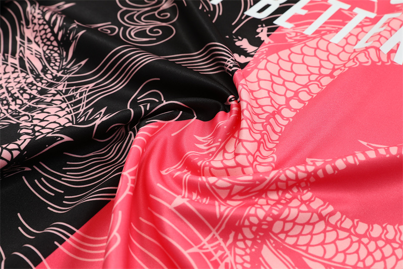 2025/2026 Real Madrid Pink Black Dragon Training Wear Suit Shirt