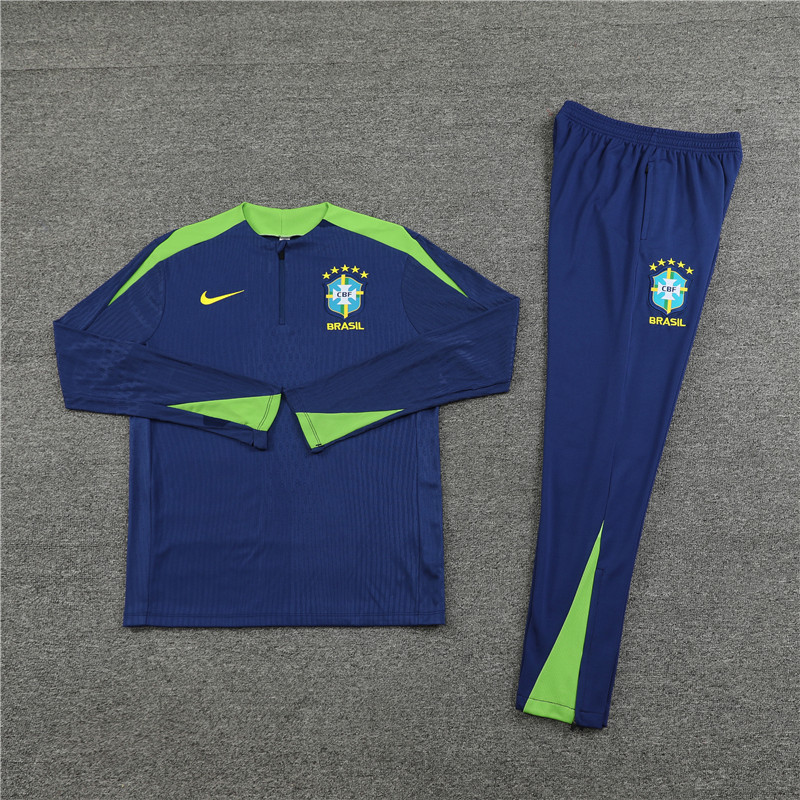 2024/2025 Brazil dark blue half zip football jersey