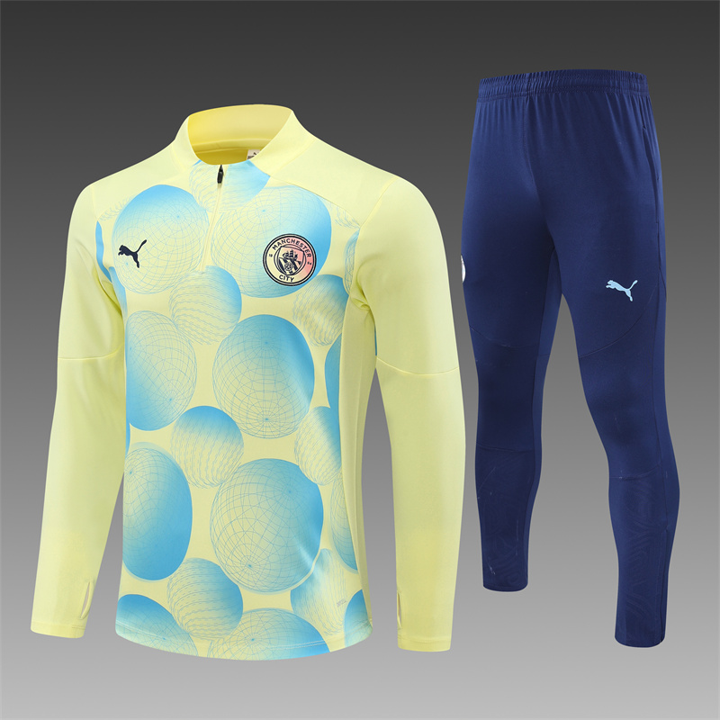 2024/2025 Manchester City Light Yellow Half-Pull Training Football Jersey