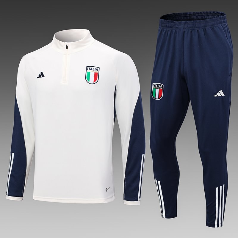 2023/2024 Italy Half-Pull Training Suit Off White Football Shirt