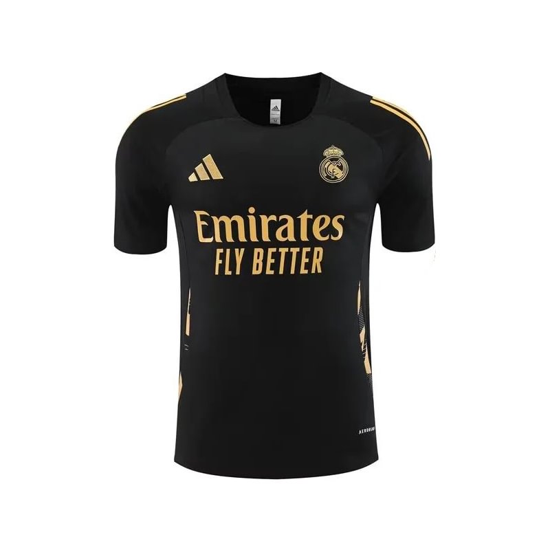 2024/2025 Real Madrid Black Gold Training Wear Suit Shirt