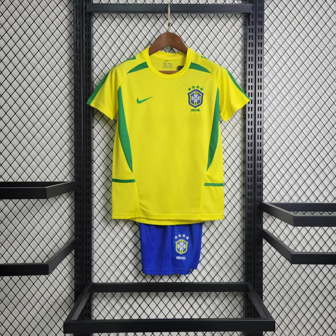 2002 Brazil Retro Home Football Shirt Kids