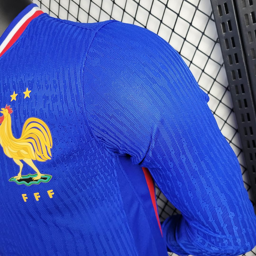 2024 France Royal Blue Long Sleeve Home Football Shirt For Player Version