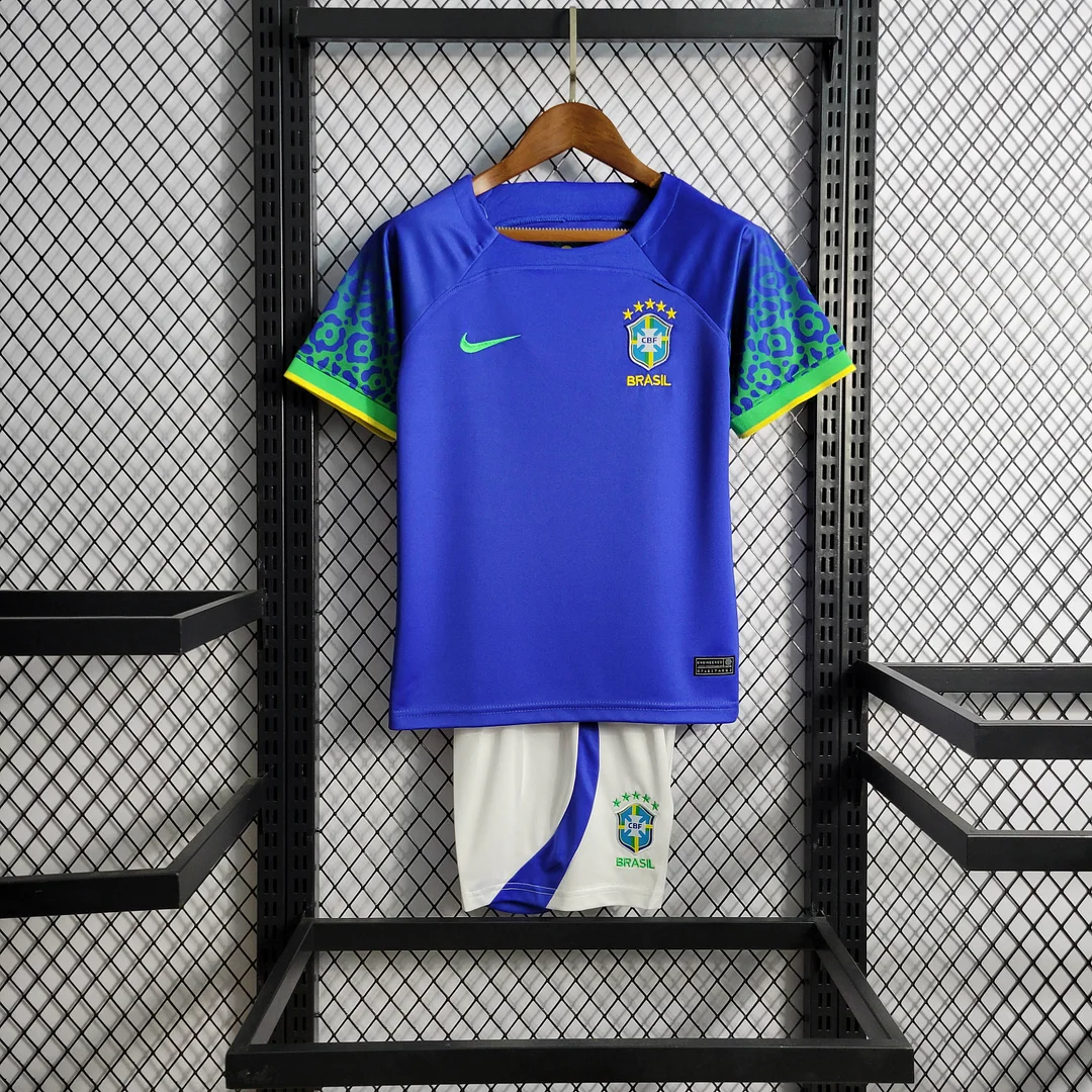 2022 Brazil Away Football Shirt Kids
