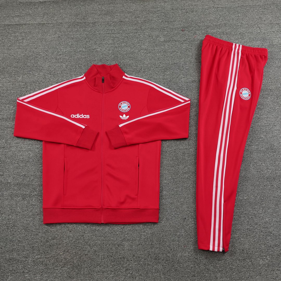 2024/2025 Bayern Munchen Long Zipped Jacket Training Suit Red Football Shirt