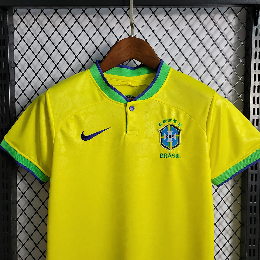 2022 Brazil Home Football Shirt Kids