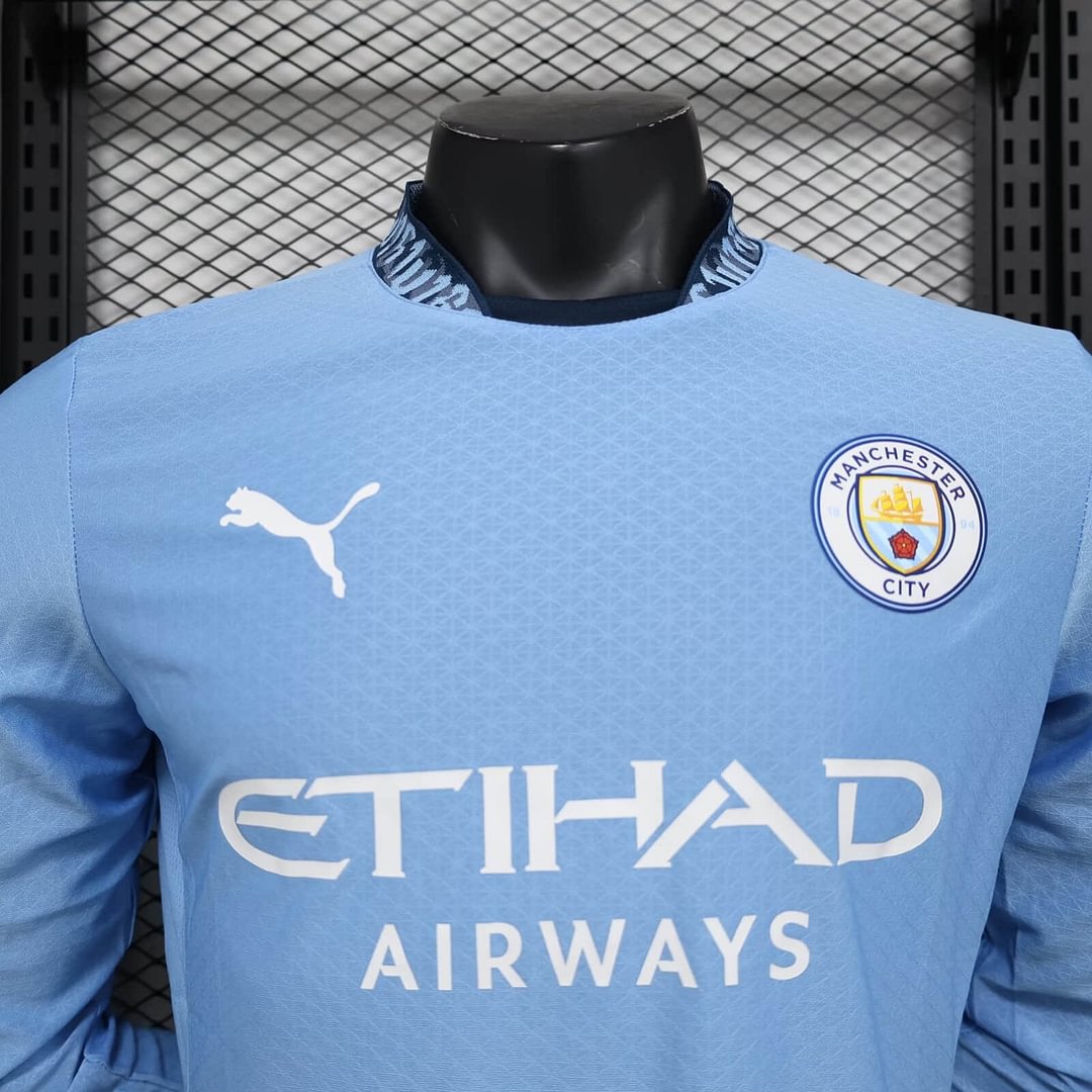 2024/2025 Manchester City Long Sleeve Home Football Shirt For Player Version