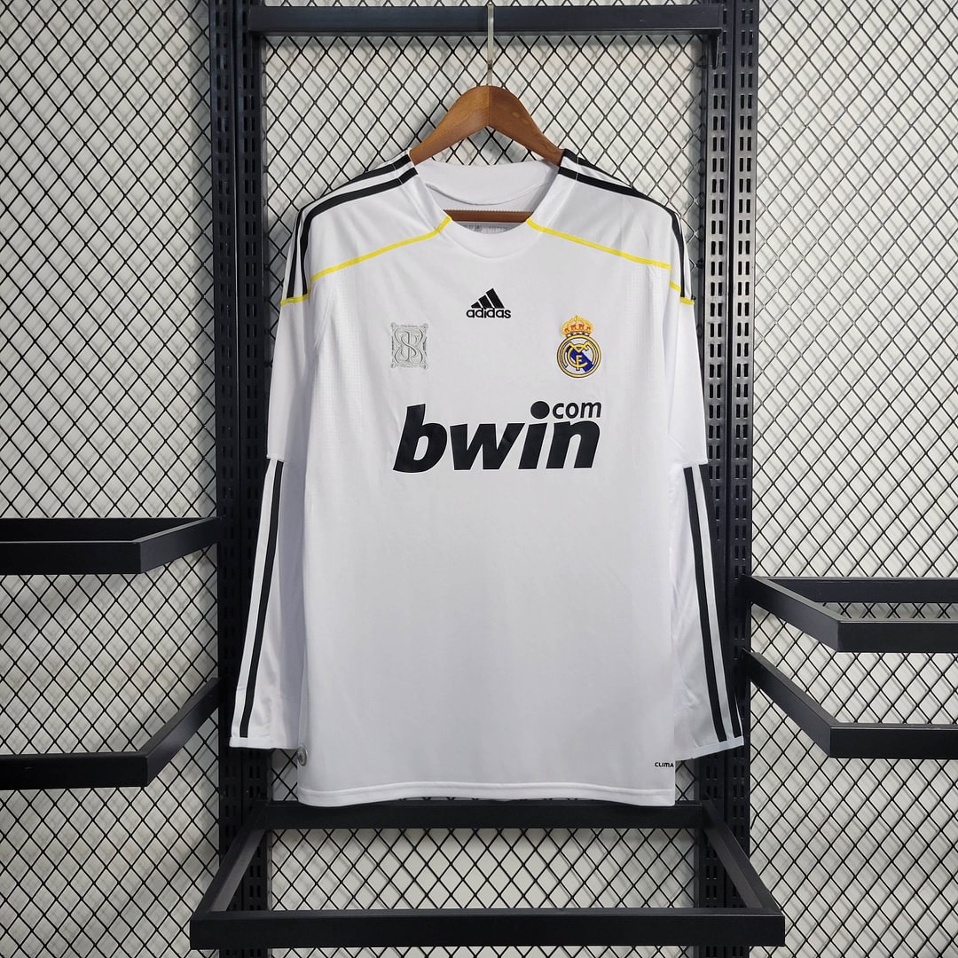2009/2010 Real Madrid Retro White Long Sleeve Home Football Shirt