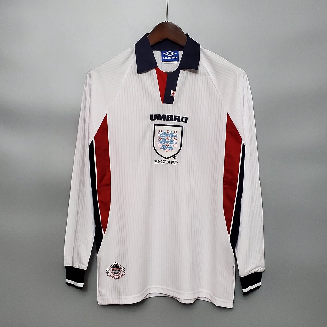 1998 England Retro Long Sleeve Home Football Shirt