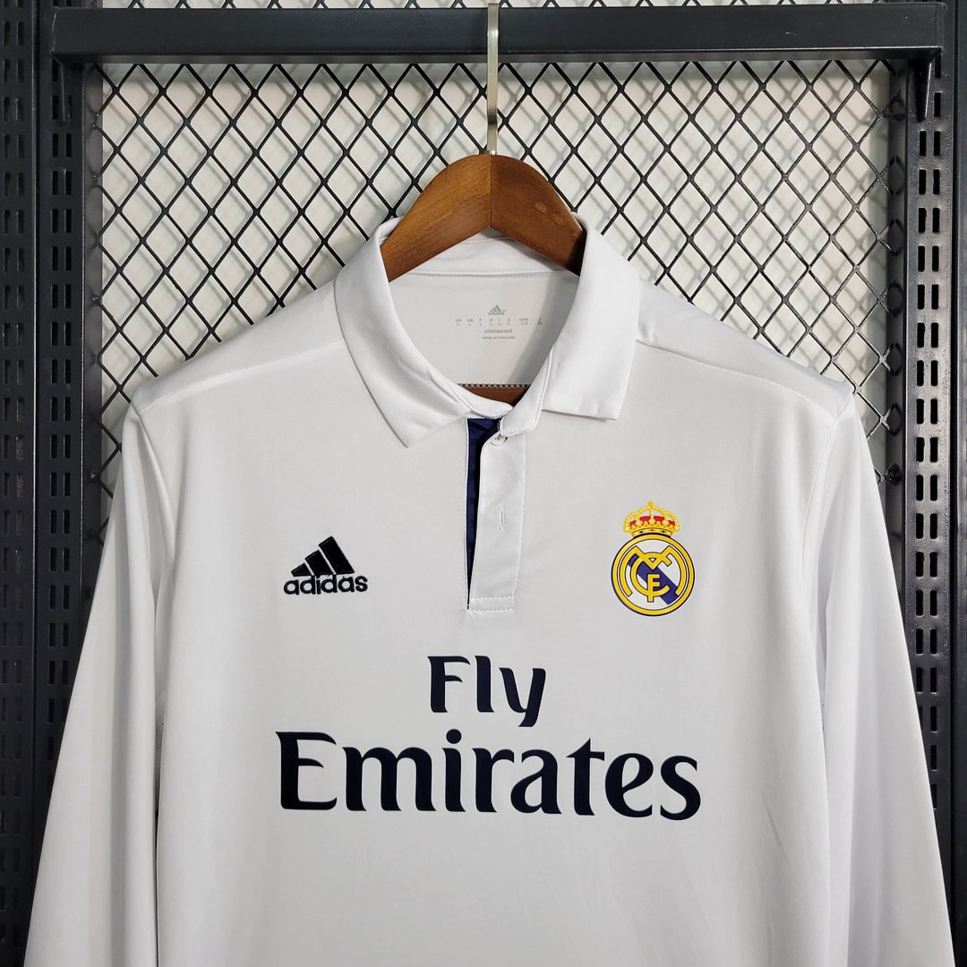 2016/2017 Real Madrid Retro Long Sleeve Home Football Shirt