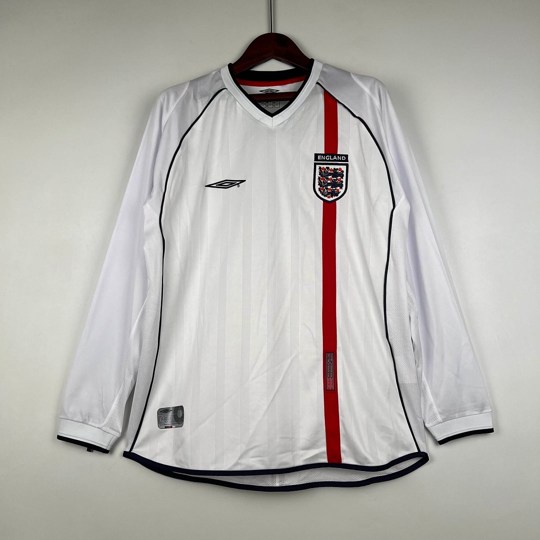 2002 England Retro Long Sleeve Home Football Shirt