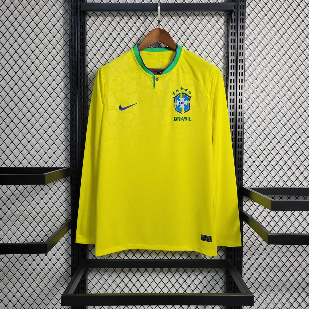 2022 Brazil Long Sleeve Home Football Shirt