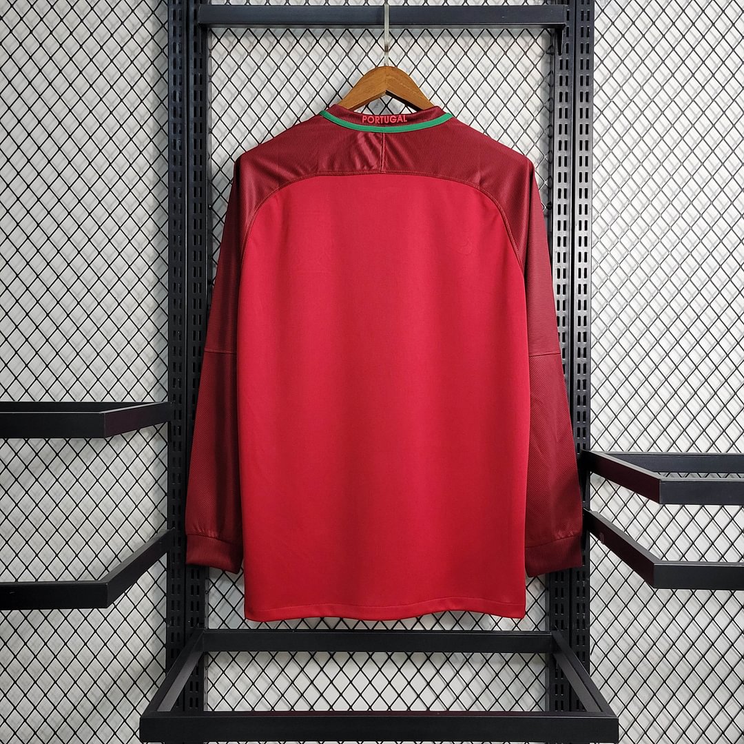 2016 Retro Long Sleeve Portugal Away Football Shirt