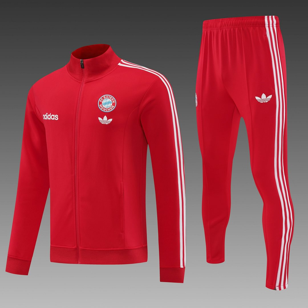 2024/2025 Bayern Munchen Long Zipped Jacket Training Suit Red Football Shirt