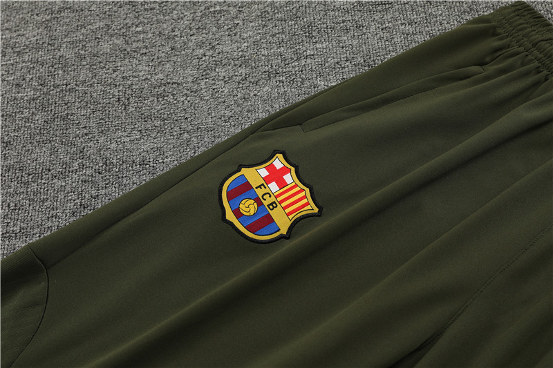 2025/2026 Barcelona White Green Half-Pull Training Suit