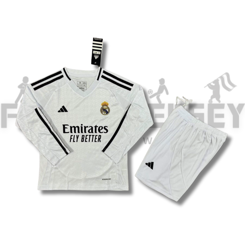 2024/2025 Real Madrid Home Long sleeves Football Jersey(For Kids)