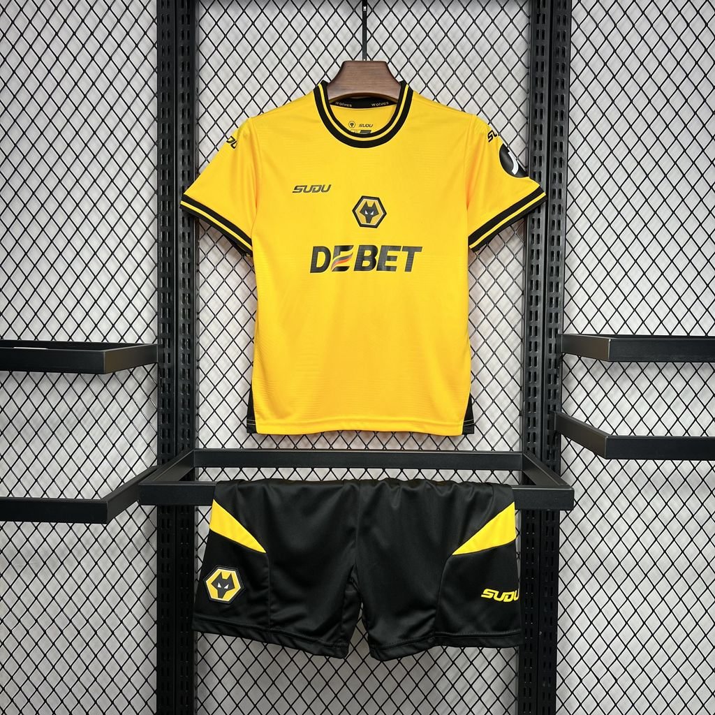 2024/2025 Wolverhampton Black and Yellow Football Shirt (For Kids )