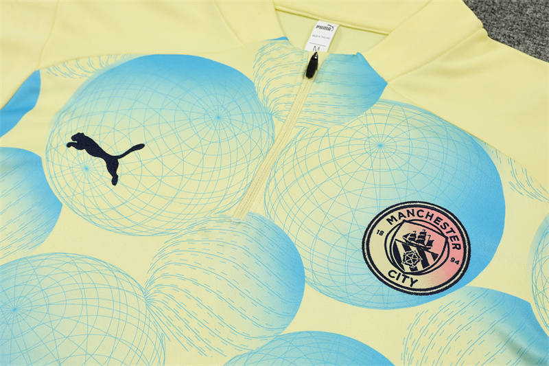 2024/2025 Manchester City Light Yellow Half-Pull Training Football Jersey