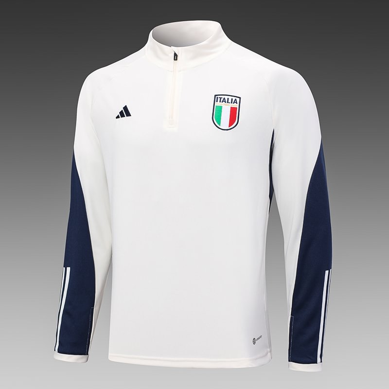 2023/2024 Italy Half-Pull Training Suit Off White Football Shirt