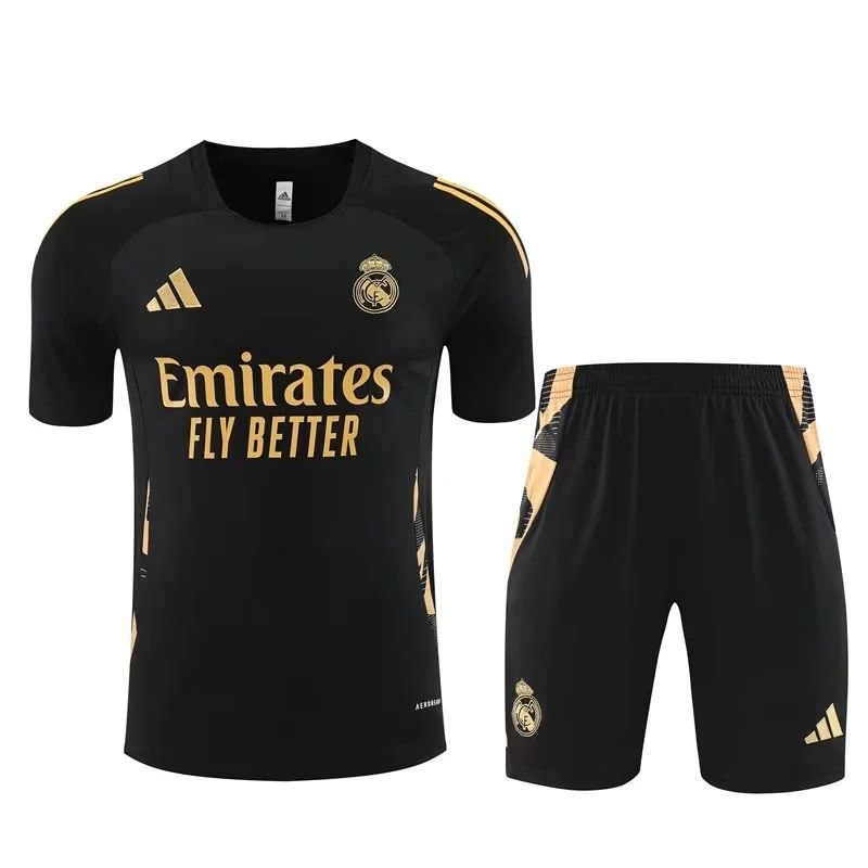 2024/2025 Real Madrid Black Gold Training Wear Suit Shirt
