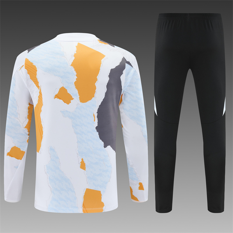 2024/2025 Real Madrid Long Zipped Jacket Training Suit yellow And White Football Shirt