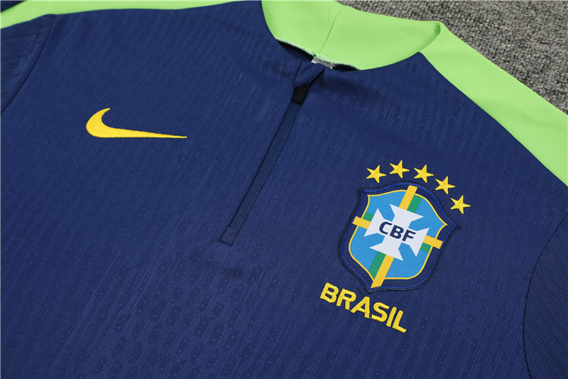 2024/2025 Brazil dark blue half zip football jersey