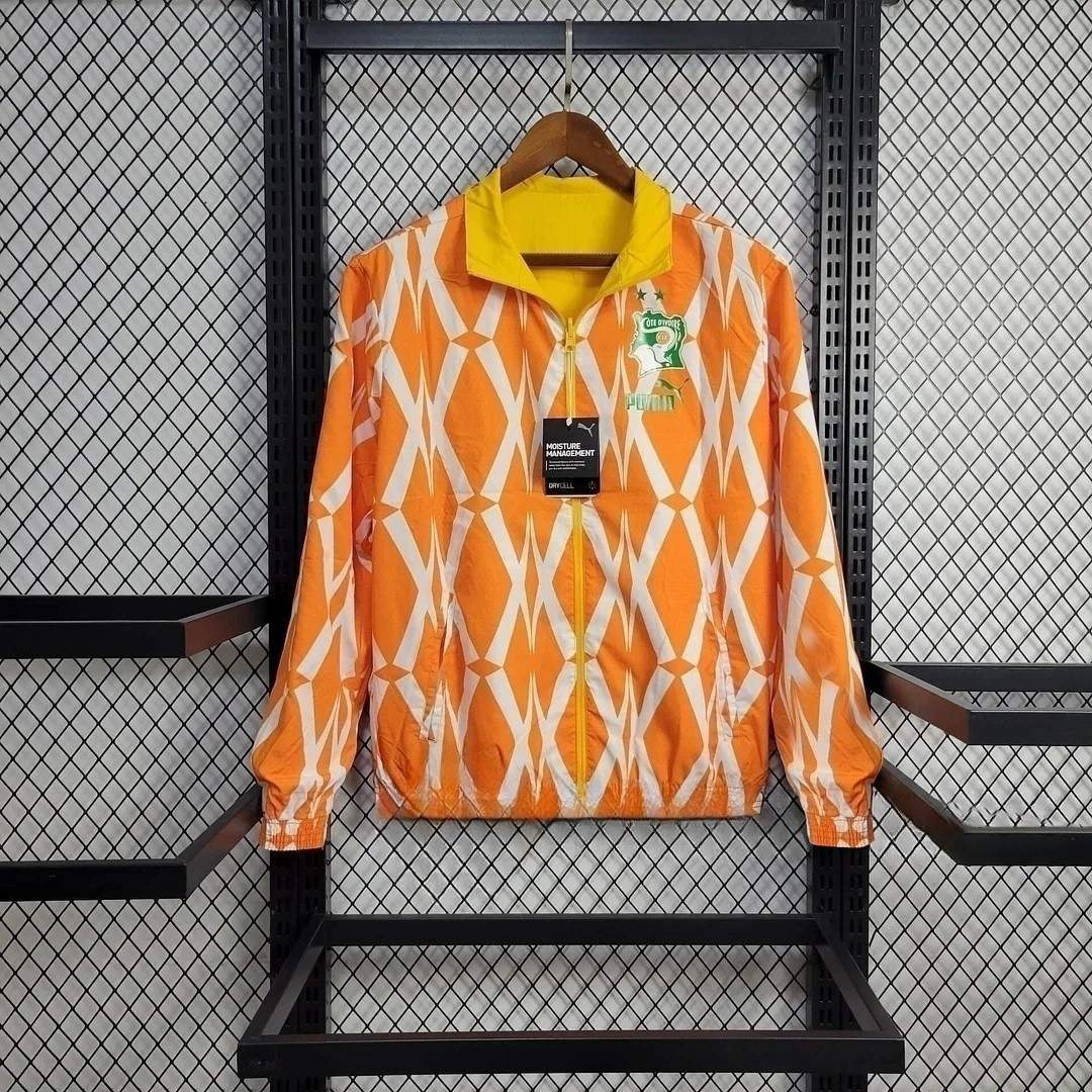 2024 Ivory Coast Reversible Windbreaker(Yellow-Orange) Football Shirt