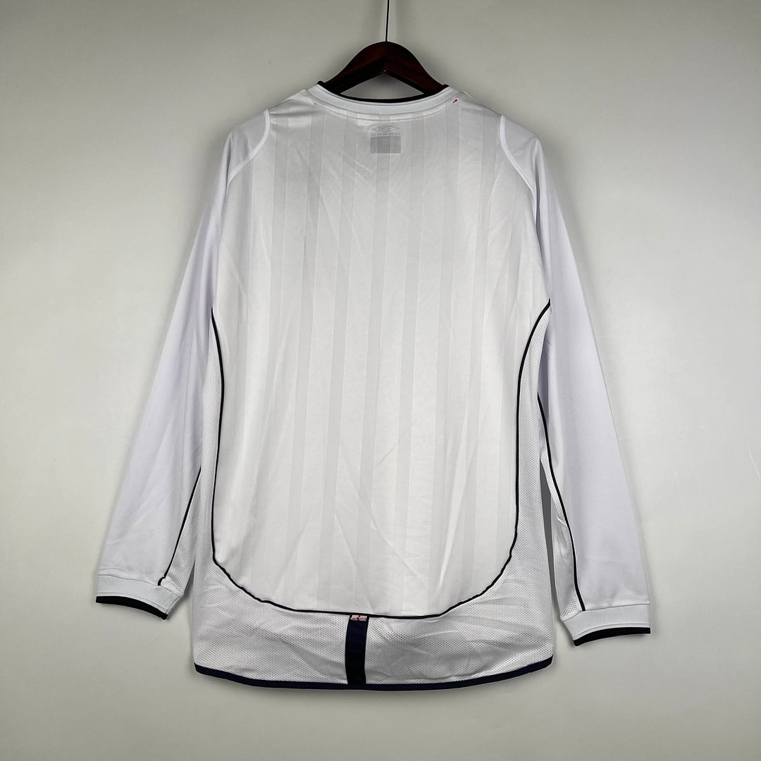 2002 England Retro Long Sleeve Home Football Shirt