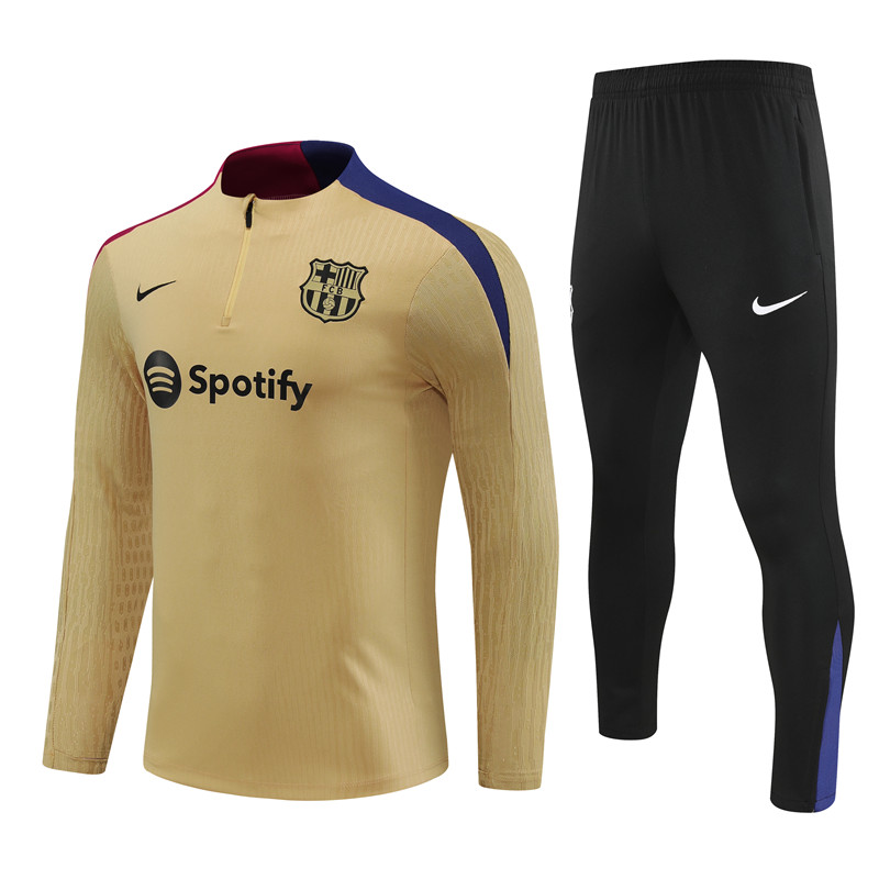 2024/2025 Barcelona Yellow Brown Half-Pull Training Suit