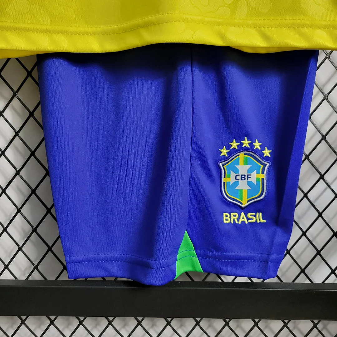 2022 Brazil Home Football Shirt Kids