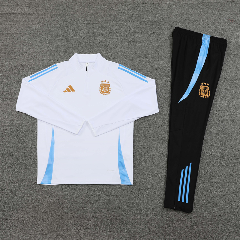 2024/2025 Argentina White Half-Pull Training Suit Player Edition
