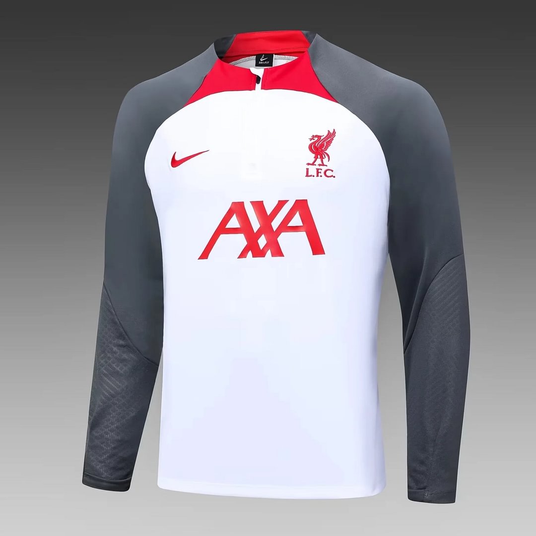 2023/2024 Liverpool Half-Pull Training Suit White Football Shirt