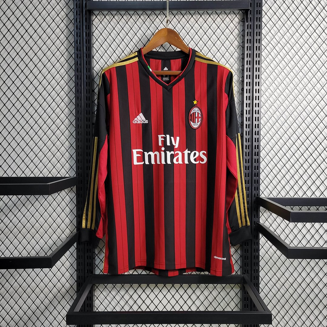 2013/2014 AC Milan Retro Long Sleeve Home Football Shirt