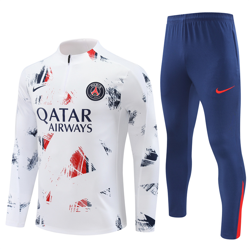 2024/2025 Paris Saint-Germain Light Grey Half-Pull Training Suit