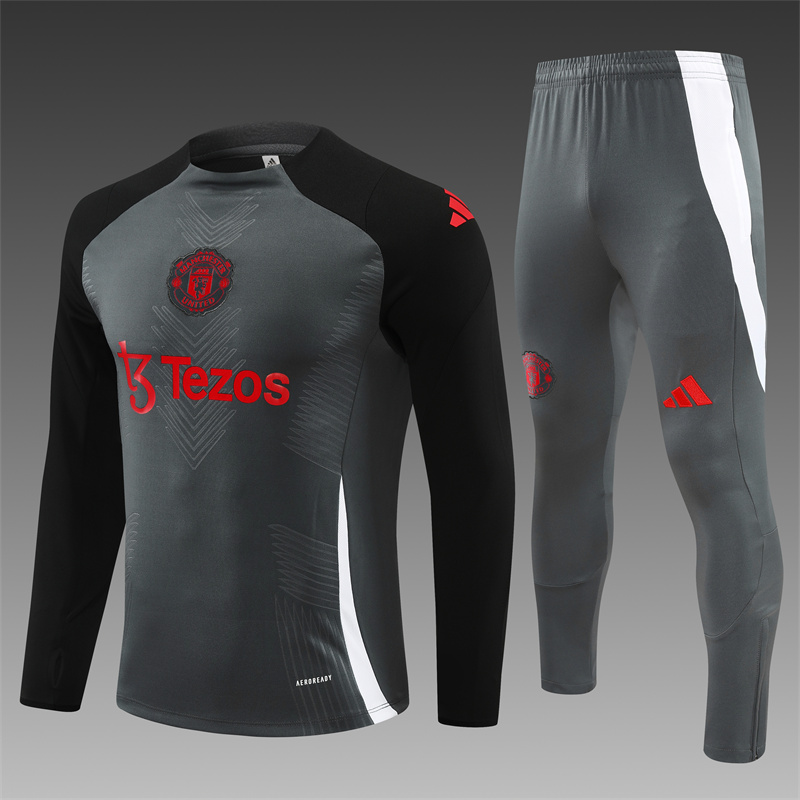 2024/2025 Manchester United Dark Grey Half-Pull Training Football Jersey