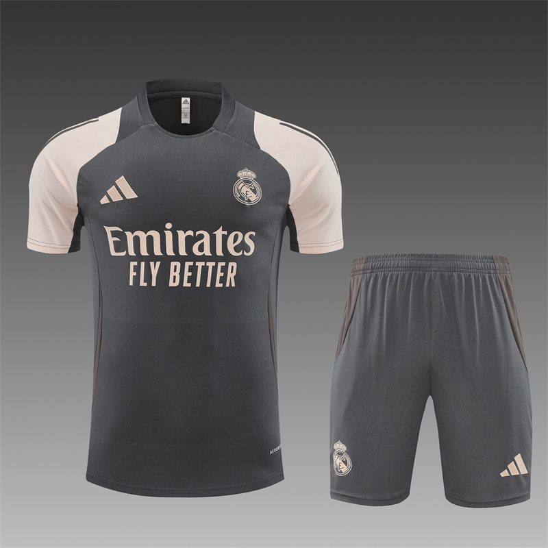 2024/2025 Real Madrid Grey And Pink Purple Training Wear Suit Shirt