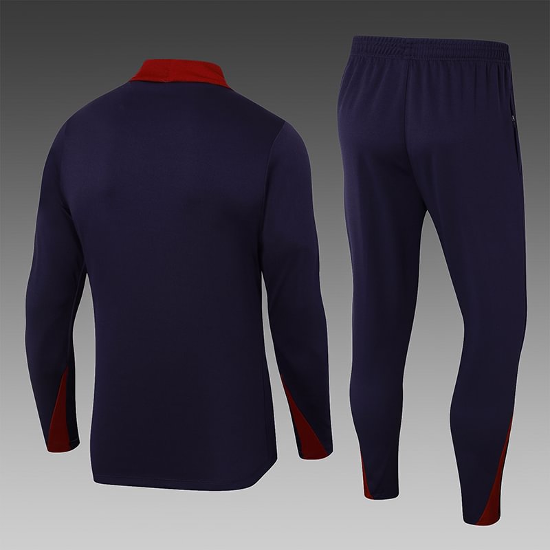 2024 England Half-Pull Training Suit Purple Football Shirt