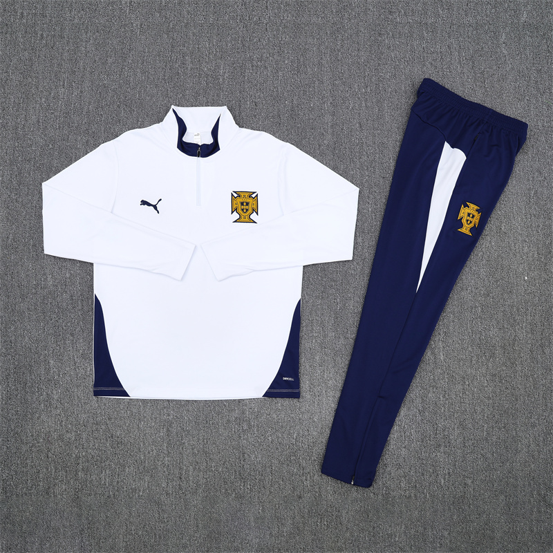 2025/2026 Portugal Half-Pull Training Suit White Football Shirt