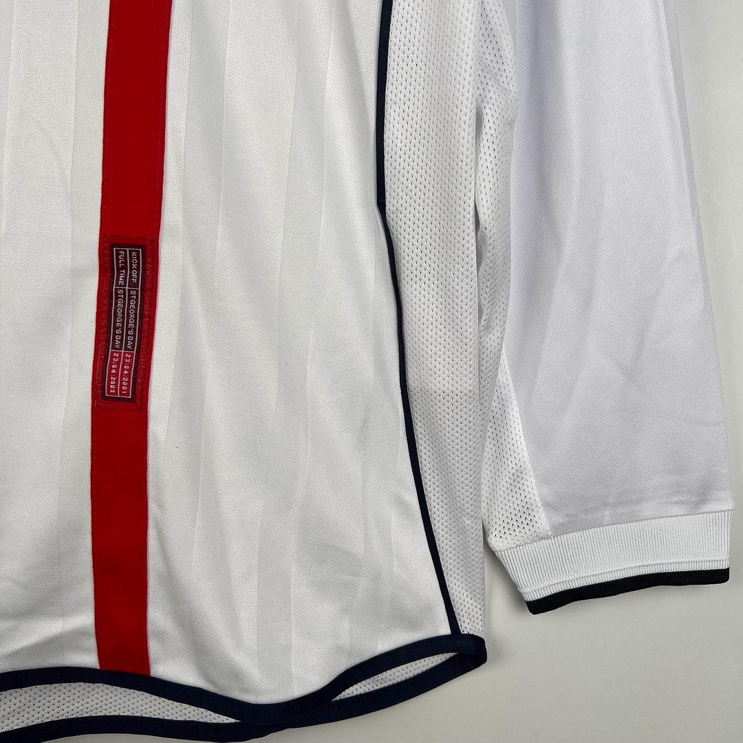 2002 England Retro Long Sleeve Home Football Shirt