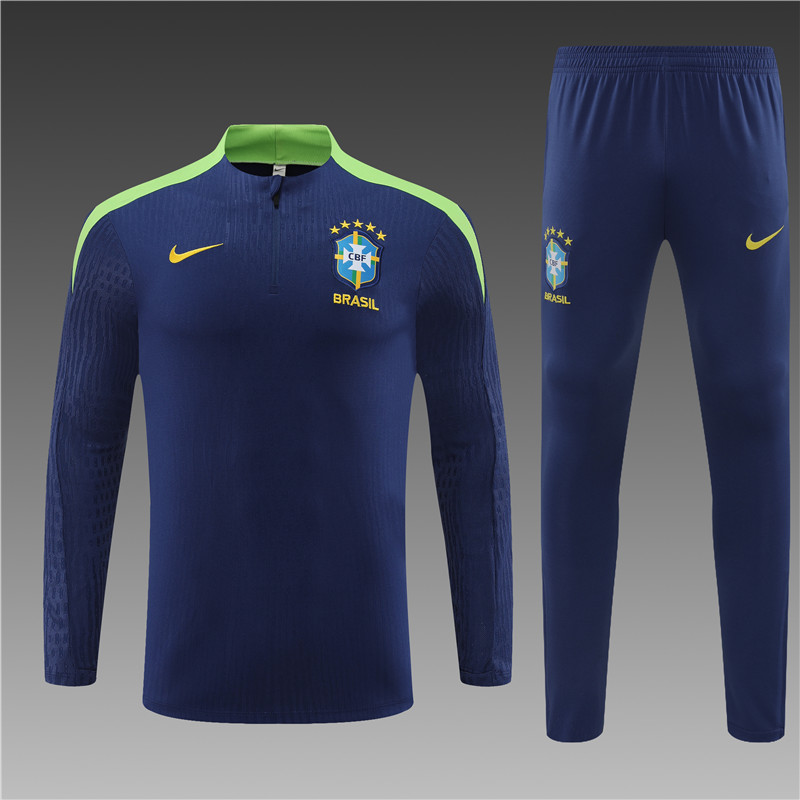 2024/2025 Brazil dark blue half zip football jersey
