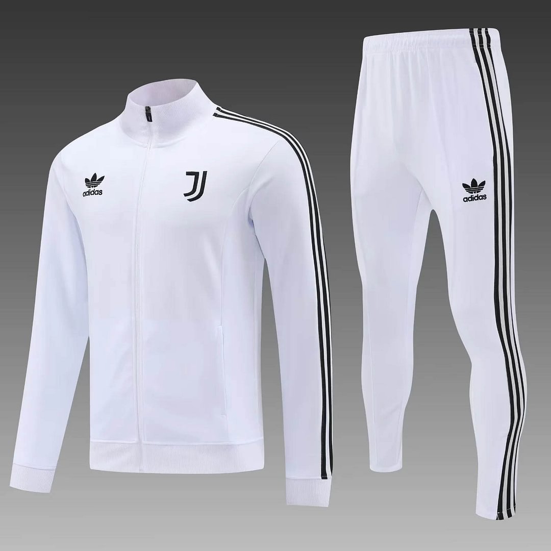 2024/2025 Juventus Long Zipped Jacket Training Suit White Football Shirt