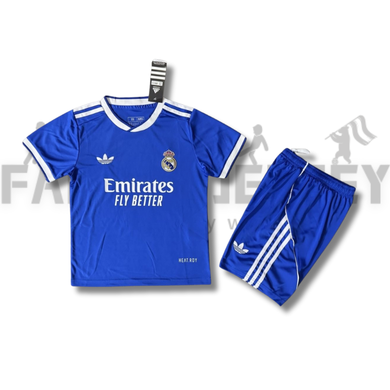 2025/2026 Real Madrid Bright Blue 2th Away Football Shirt (For Kids)
