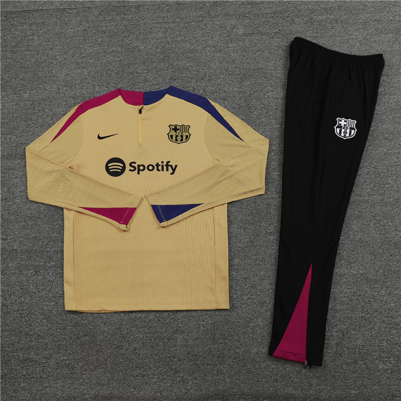 2024/2025 Barcelona Yellow Brown Half-Pull Training Suit