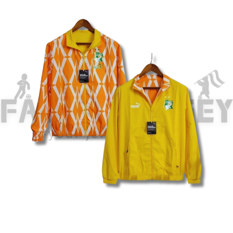 2024 Ivory Coast Reversible Windbreaker(Yellow-Orange) Football Shirt