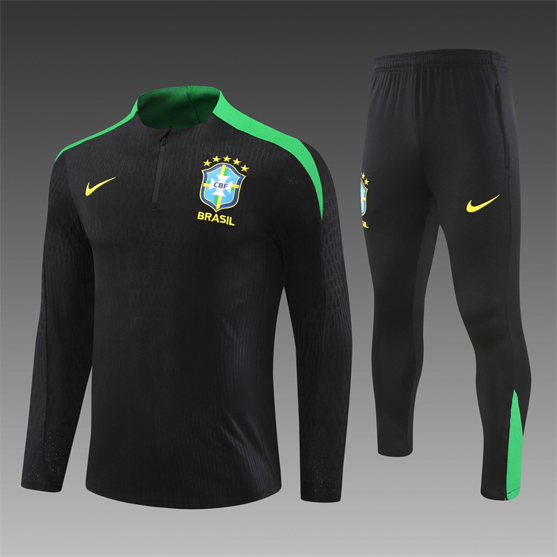 2024/2025 Brazil Black Half Zipper Football Jacket