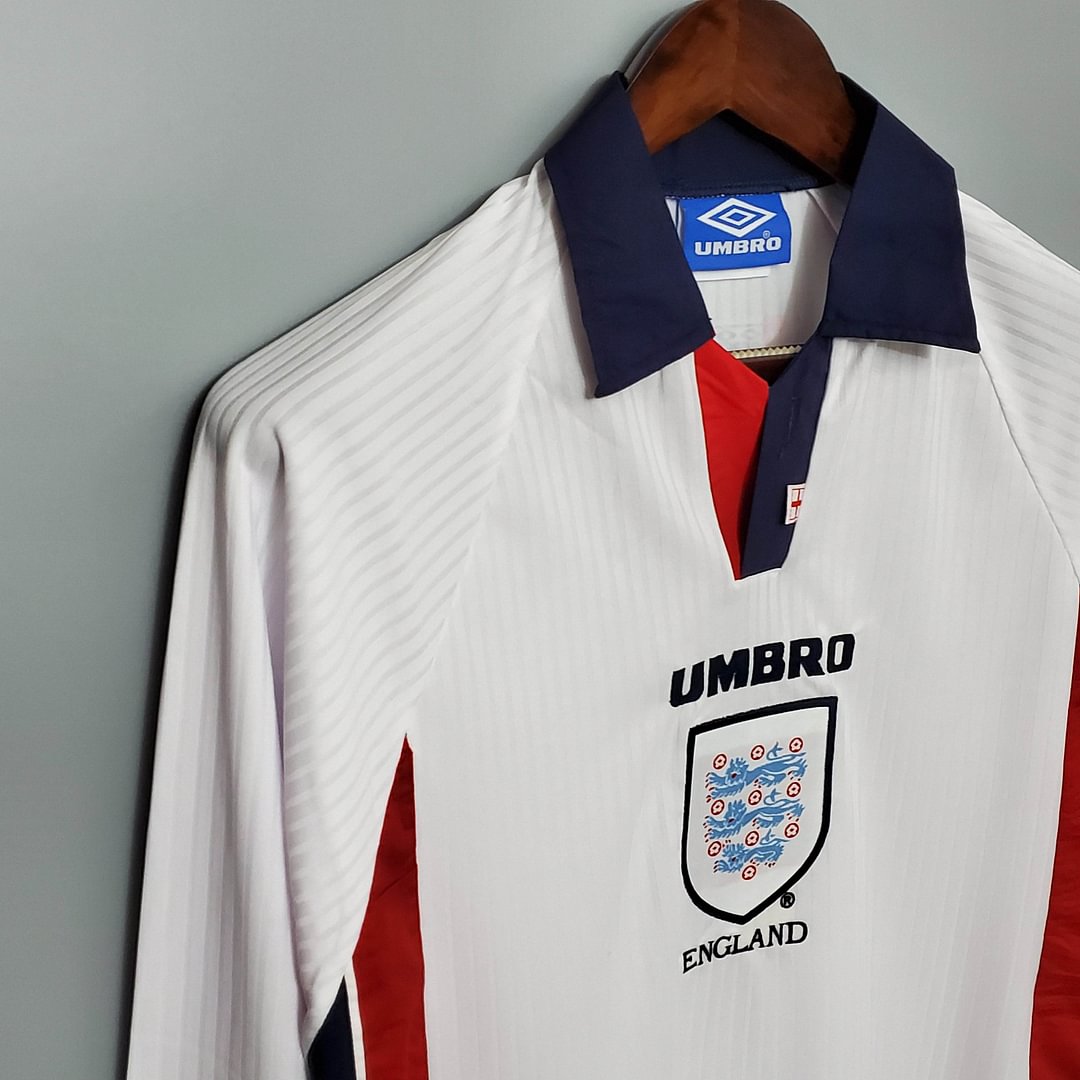 1998 England Retro Long Sleeve Home Football Shirt