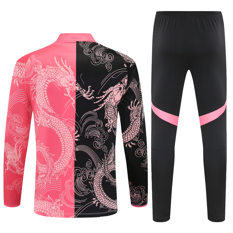 2025/2026 Real Madrid Pink Black Dragon Training Wear Suit Shirt